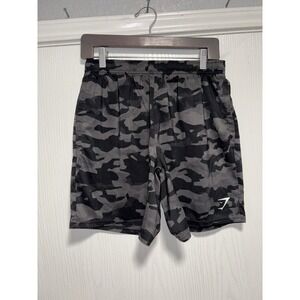 Gymshark Sport Shorts 7" Men's Medium Black Camo Pockets Gym Training